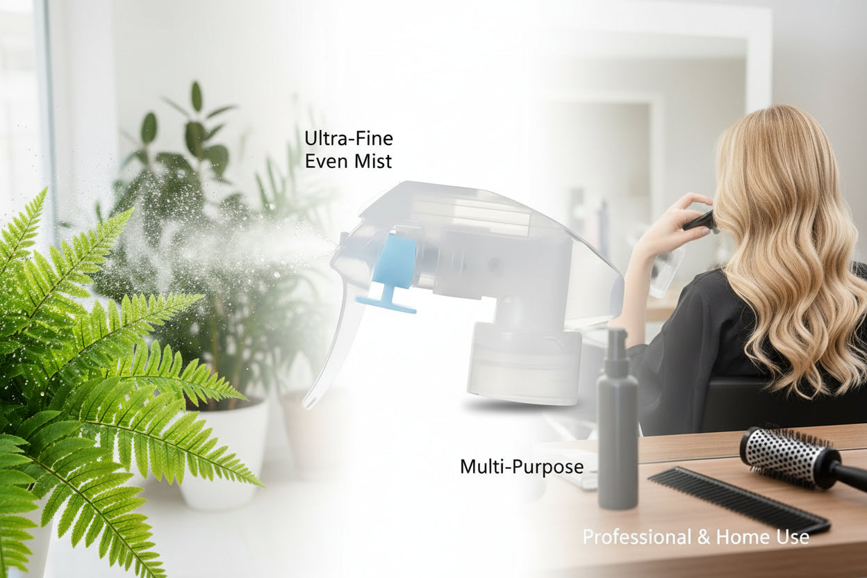 Fine mist water trigger for hairdressing, salon use and indoor plant spraying