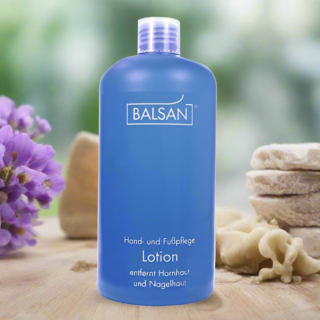 Bottle of Balsan Footcare Lotion for dry, cracked feet – professional footcare product

