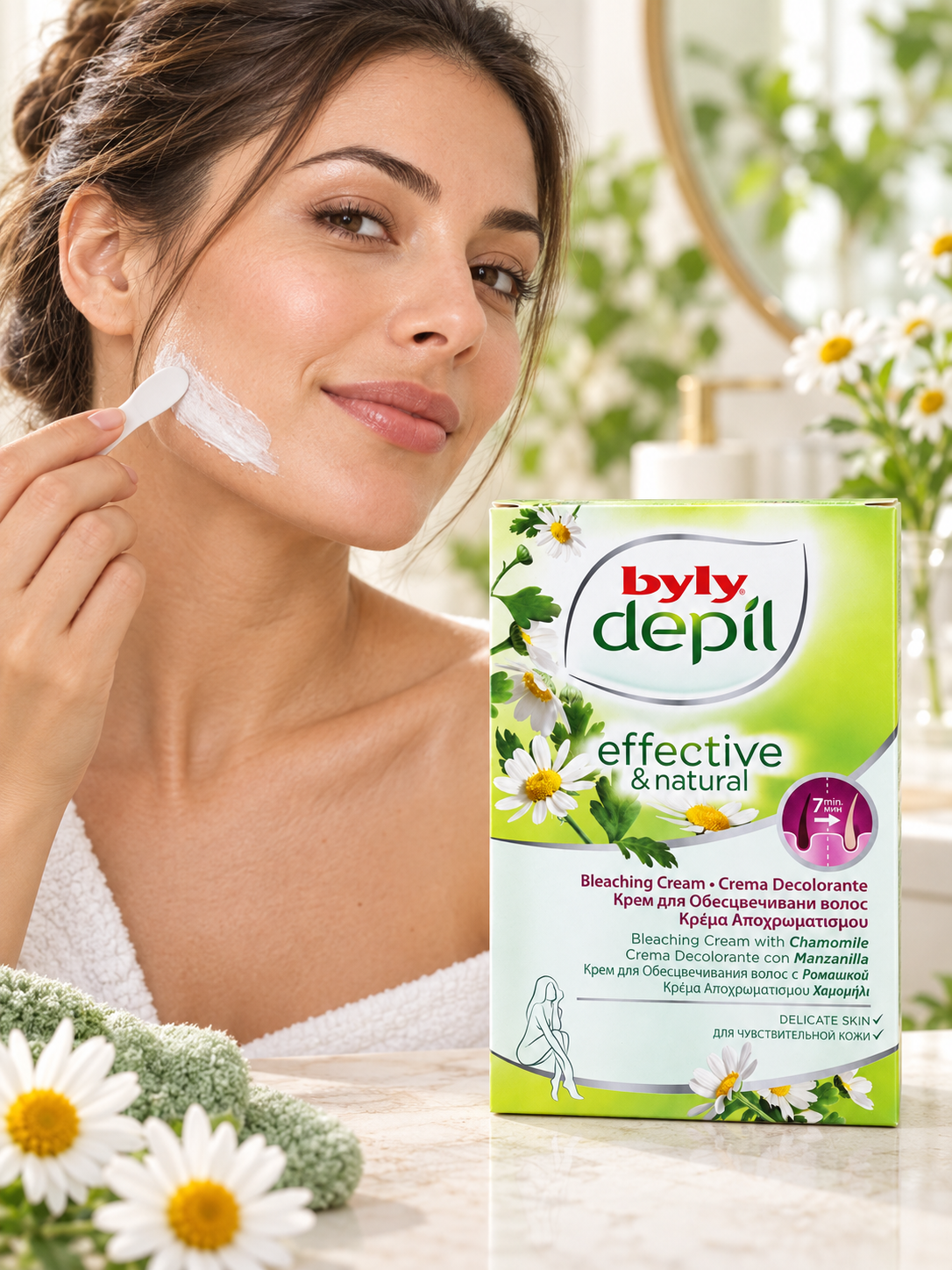 Byly Depil facial hair bleaching cream with chamomile for delicate skin