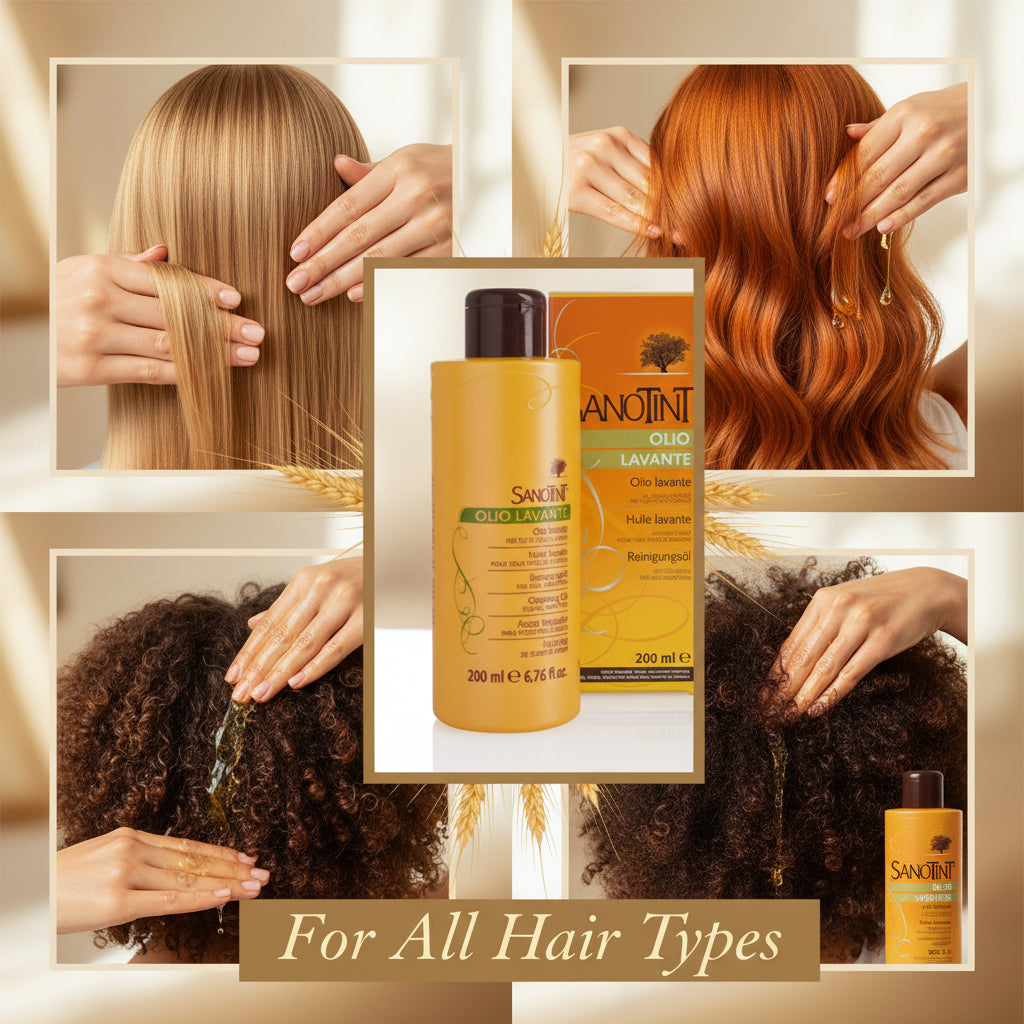 Sanotint Cleansing Oil for all hair types bottle – gentle sulfate-free hair cleanser for dry, coloured and sensitive scalp hair care