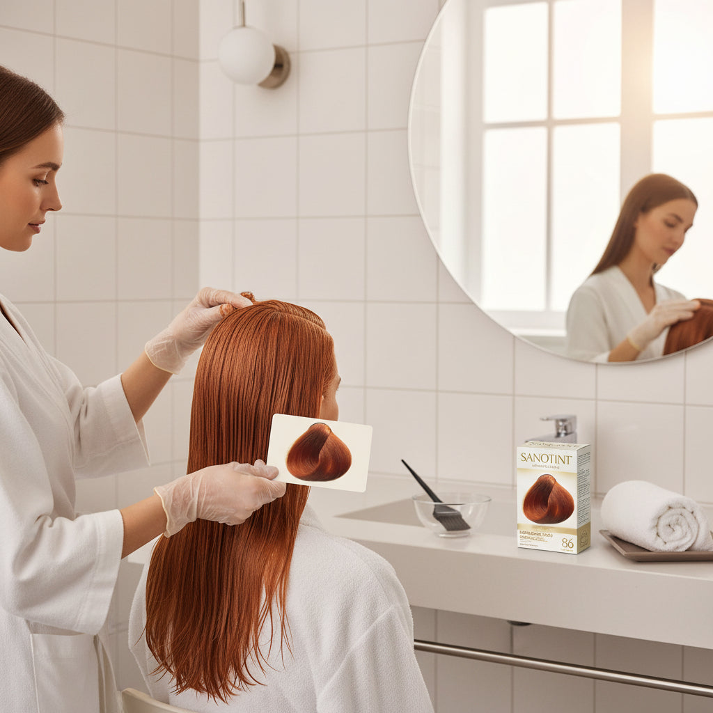 Sanotint 86 Intense Auburn Blonde hair dye without ammonia and PPD. When you choose sanotint hair products, one can be assured this product will protect and keep your hair healthy